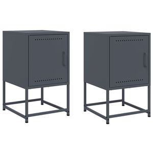 vidaXL Tables de chevet 2 pcs anthracite 36x39x60,5 cm acier