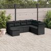 vidaXL Salon de jardin 7 pcs avec coussins noir r&eacute;sine tress&eacute;e
