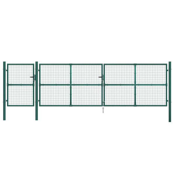 vidaXL Portail de jardin grillag&eacute; vert 500 x 125 cm en acier galvanis&eacute;