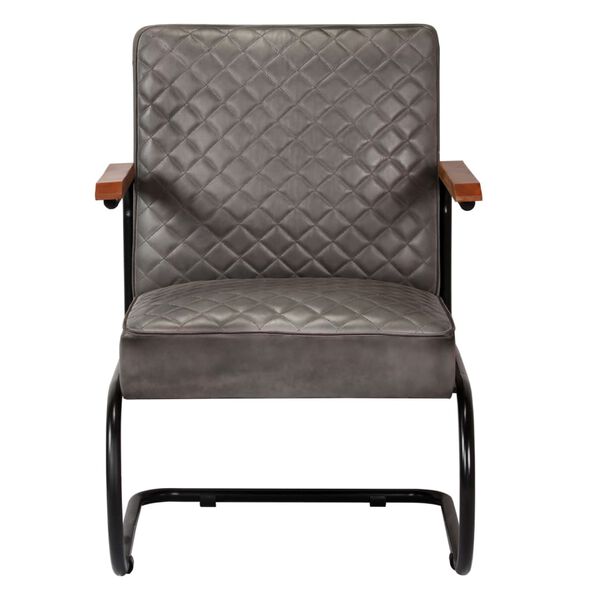 vidaXL Fauteuil gris cuir v&eacute;ritable