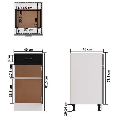 vidaXL Armoire de plancher à tiroir Noir 40x46x81,5 cm Bois ingénierie