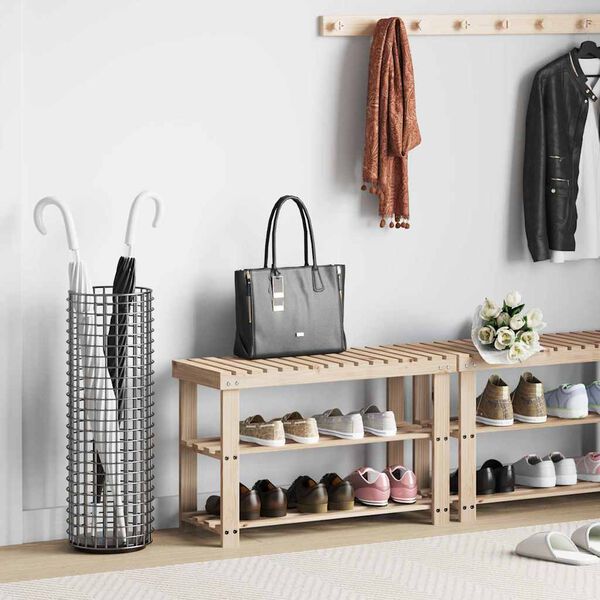 vidaXL &Eacute;tag&egrave;re &agrave; chaussures 2 en 1 et dessus banc Bois de sapin massif