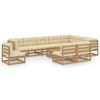 vidaXL Salon de jardin 11 pcs avec coussins Marron miel Bois de pin