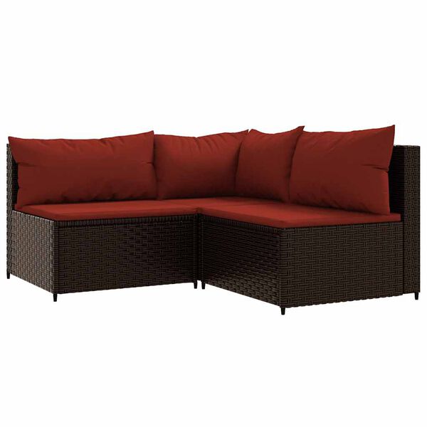 vidaXL Salon de jardin 4 pcs avec coussins Marron R&eacute;sine tress&eacute;e