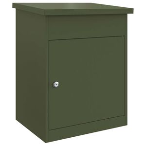 vidaXL Bo&icirc;te de d&eacute;p&ocirc;t de colis Vert olive 47,5 x 38 x 59 cm Acier