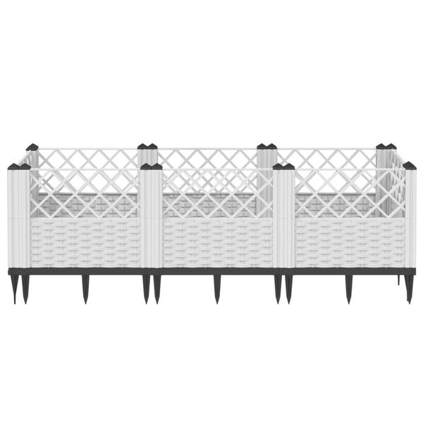 vidaXL Jardinière avec piquets blanc 123,5x43,5x43,5 cm PP