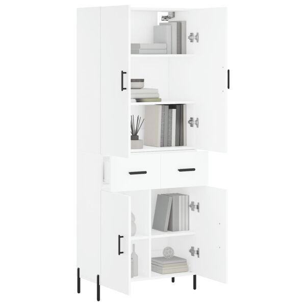 vidaXL Buffet haut Blanc 69,5x34x180 cm Bois d'ing&eacute;nierie