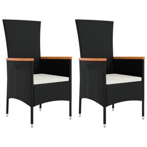 vidaXL Chaises de jardin lot de 2 avec coussins Résine tressée Noir