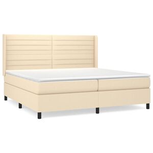 vidaXL Sommier &agrave; lattes de lit avec matelas Cr&egrave;me 200x200 cm Tissu