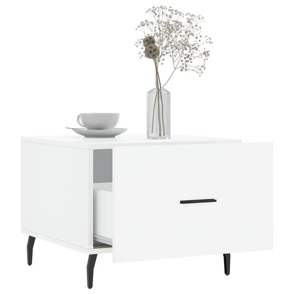 vidaXL Tables basses 2 pcs blanc brillant 50x50x40cm bois d'ing&eacute;nierie