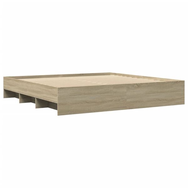 vidaXL Cadre de lit sans matelas ch&ecirc;ne sonoma 200x200 cm