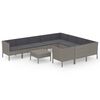 vidaXL Salon de jardin 11 pcs avec coussins R&eacute;sine tress&eacute;e Gris