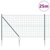vidaXL Cl&ocirc;ture avec poteau Vert 1 x 25 m Acier