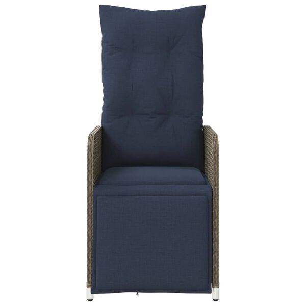 vidaXL Chaise de jardin inclinable avec coussins en r&eacute;sine tress&eacute;e grise