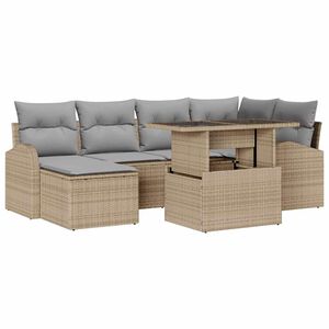 vidaXL Ensemble de canap&eacute; de jardin 7 pcs beige et gris clair