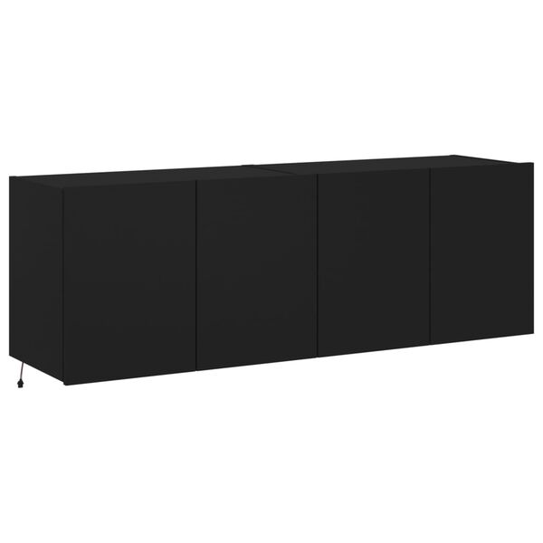 vidaXL Meubles TV muraux avec lumi&egrave;res LED 2 pcs noir 60x35x41 cm
