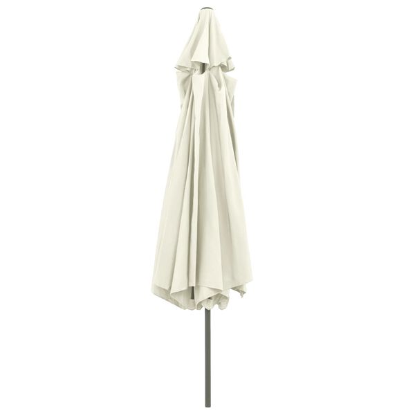 vidaXL Parasol de jardin avec m&acirc;t en m&eacute;tal 390 cm blanc sable