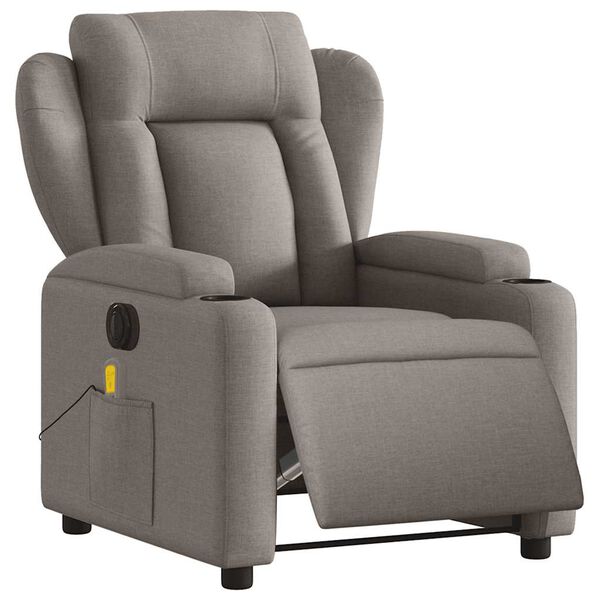 vidaXL Fauteuil de massage inclinable électrique Taupe Tissu