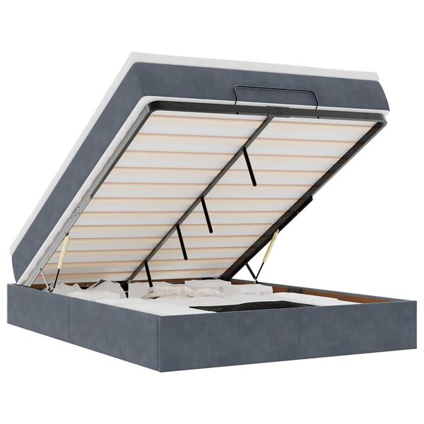 vidaXL Cadre de lit ottoman avec matelas gris fonc&eacute; 140x190 cm velours