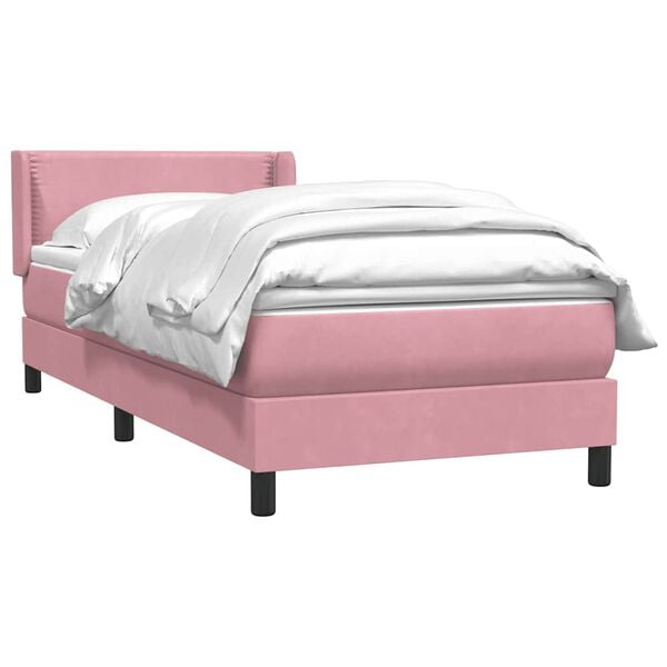 vidaXL Sommier &agrave; lattes de lit avec matelas rose 100x220 cm velours