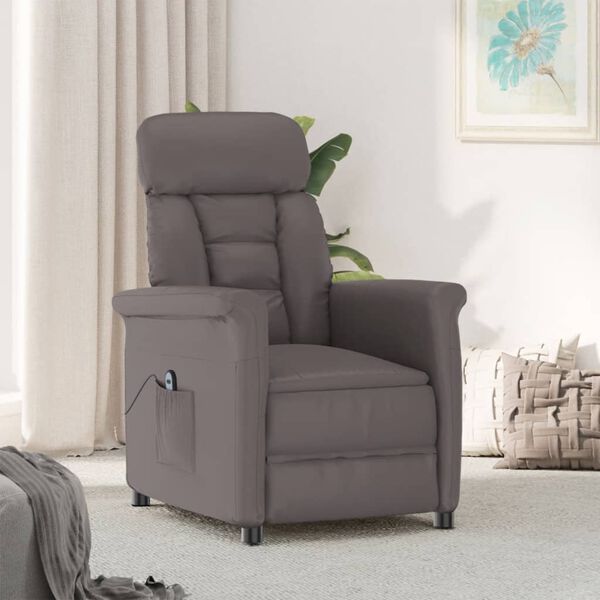 vidaXL Fauteuil inclinable &eacute;lectrique Gris Similicuir