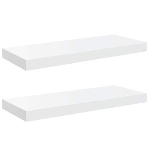 vidaXL &Eacute;tag&egrave;re murale flottante 2 pcs Blanc brillant 60x23,5x3,8cm MDF