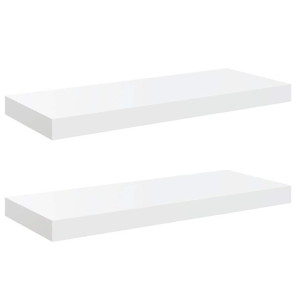 vidaXL &Eacute;tag&egrave;re murale flottante 2 pcs Blanc brillant 60x23,5x3,8cm MDF