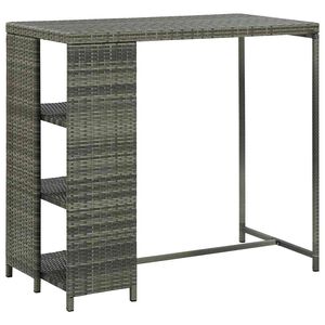 vidaXL Table de bar avec rangement Gris 120x60x110 cm R&eacute;sine tress&eacute;e