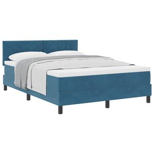 vidaXL Lit &agrave; ressorts avec matelas Bleu fonc&eacute; 160 x 200 cm Velours