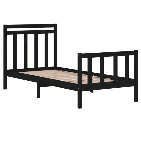 vidaXL Cadre de lit sans matelas noir 75x190 cm bois massif