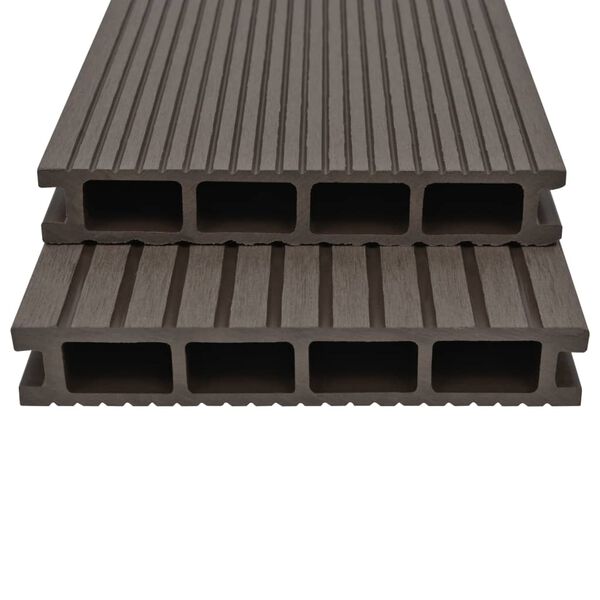 vidaXL Panneaux de terrasse creux WPC 20 m&sup2; 2,2 m Marron fonc&eacute;