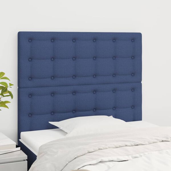 vidaXL T&ecirc;te de lit Bleu 90x5x118/128 cm Tissu