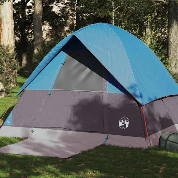 vidaXL Tente de camping &agrave; d&ocirc;me 4 personnes bleu imperm&eacute;able