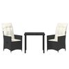 vidaXL Ensemble de salle &agrave; manger pour jardin 3 pcs Noir Poly rotin
