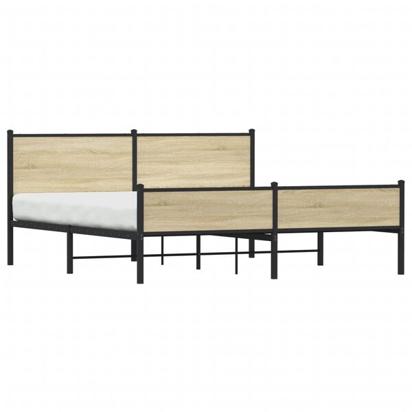 vidaXL Cadre de lit en m&eacute;tal sans matelas ch&ecirc;ne sonoma 180x200 cm