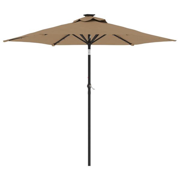 vidaXL Parasol de jardin avec LED m&acirc;t en acier taupe 225x225x212 cm