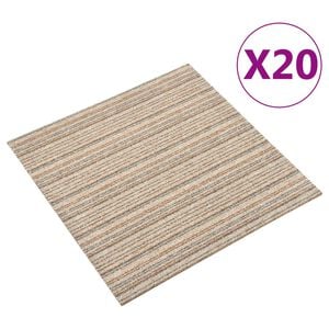 vidaXL Dalles de tapis de sol 20 pcs 5 m&sup2; 50x50 cm Beige ray&eacute;