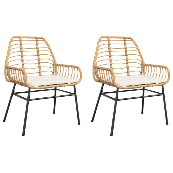 vidaXL Chaises de jardin lot de 2 et coussins marron rotin
