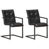 vidaXL Chaises &agrave; manger cantilever lot de 2 noir cuir v&eacute;ritable
