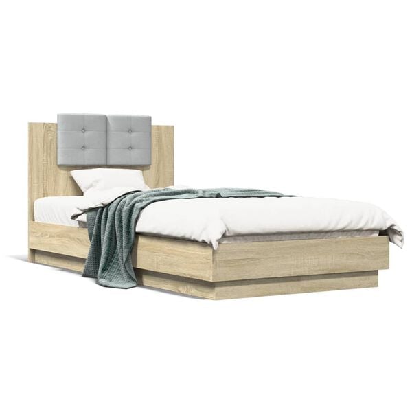 vidaXL Cadre de lit sans matelas ch&ecirc;ne sonoma 75x190 cm