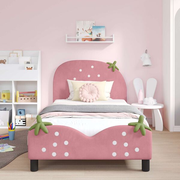 vidaXL Cadre de lit pour enfants avec tête de lit Rose 80 x 200 cm