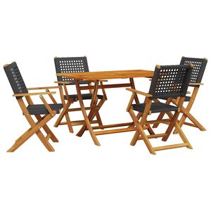 vidaXL Ensemble &agrave; manger de jardin 5 pcs r&eacute;sine tress&eacute;e et bois massif