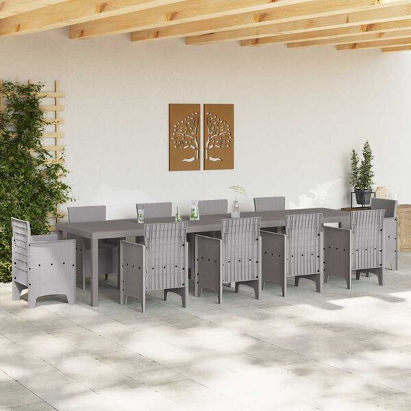 vidaXL Table de Jardin Gris clair 350 x 100 x 74 cm polyrotin
