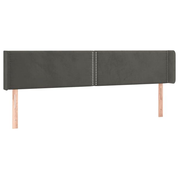 vidaXL T&ecirc;te de lit avec oreilles Gris fonc&eacute; 163x16x78/88 cm Velours