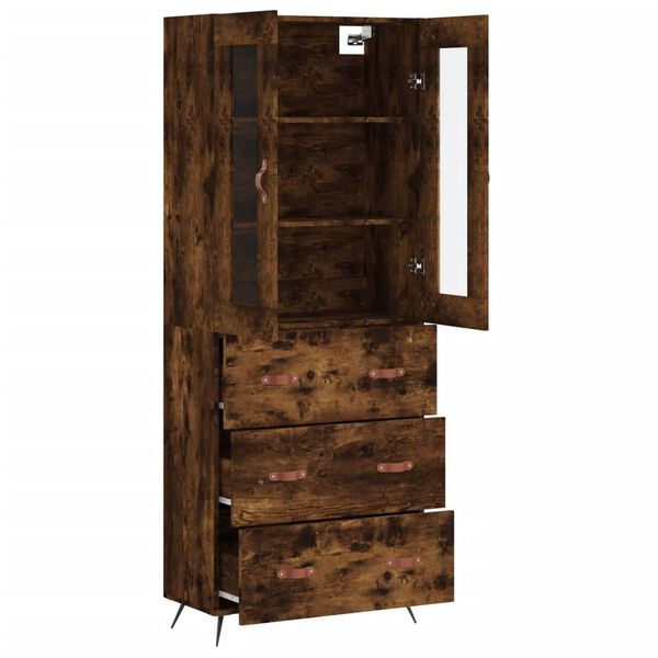 vidaXL Buffet haut Ch&ecirc;ne fum&eacute; 69,5x34x180 cm Bois d'ing&eacute;nierie