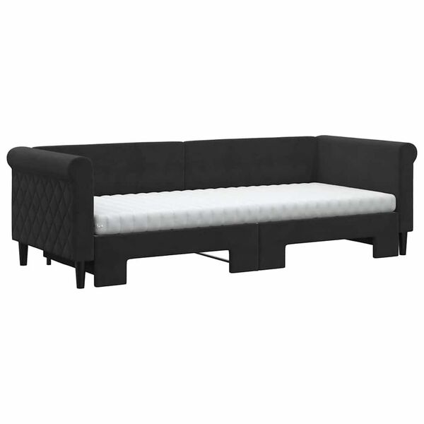vidaXL Lit de jour avec lit gigogne et matelas noir 80x200 cm velours