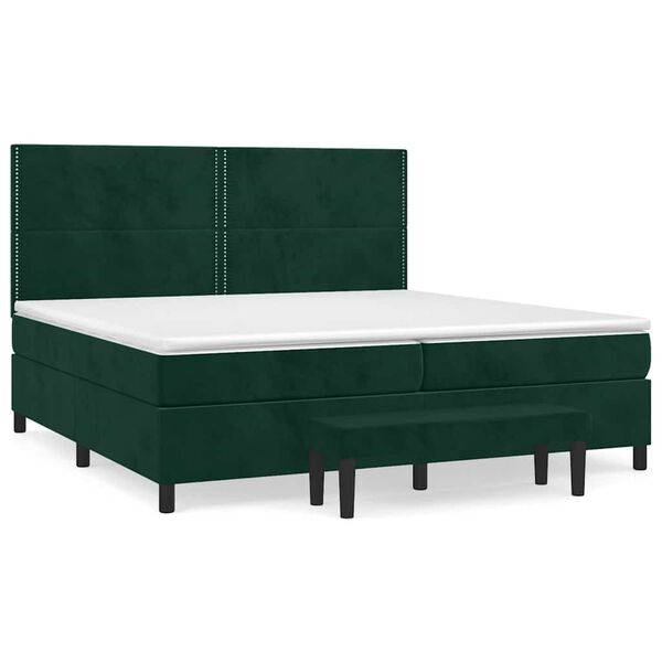 vidaXL Sommier &agrave; lattes de lit et matelas Vert fonc&eacute; 200x200cm Velours