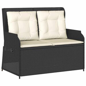 vidaXL Banc inclinable de jardin avec coussins noir r&eacute;sine tress&eacute;e