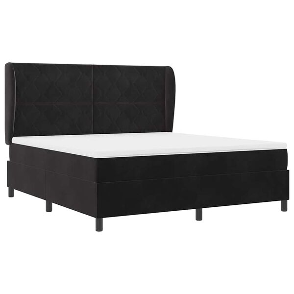 vidaXL Lit &agrave; ressorts avec matelas Noir 200 x 180 cm Velours