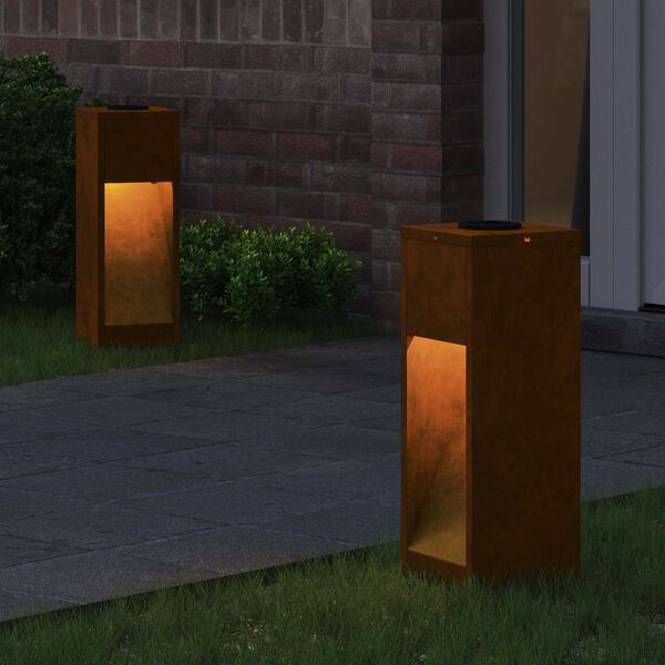 vidaXL Lumi&egrave;re de Chemin LED Solaire 2 pcs Galvanis&eacute; Galvanis&eacute;